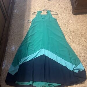 Adelyn Rae Teal and Navy High Low Dress